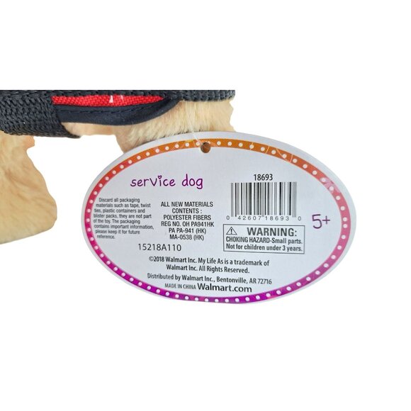 My Life As Service Dog Guide Plush Stuffed Animal Toy Harness Support Yellow Lab - Picture 6 of 10